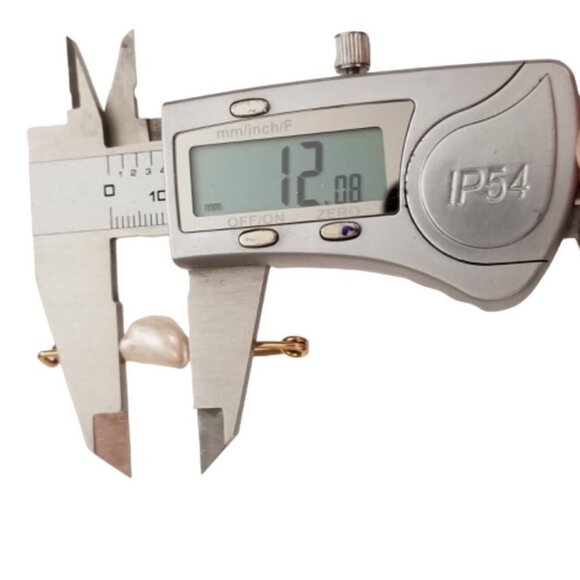 Gold Tone Baroque Chunky Pearl Safety Pin Brooch L59 - Picture 8 of 9